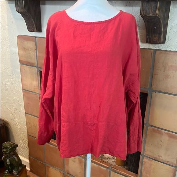 Bryn Walker 2-Piece Linen Set, Red, size L - Picture 1 of 12